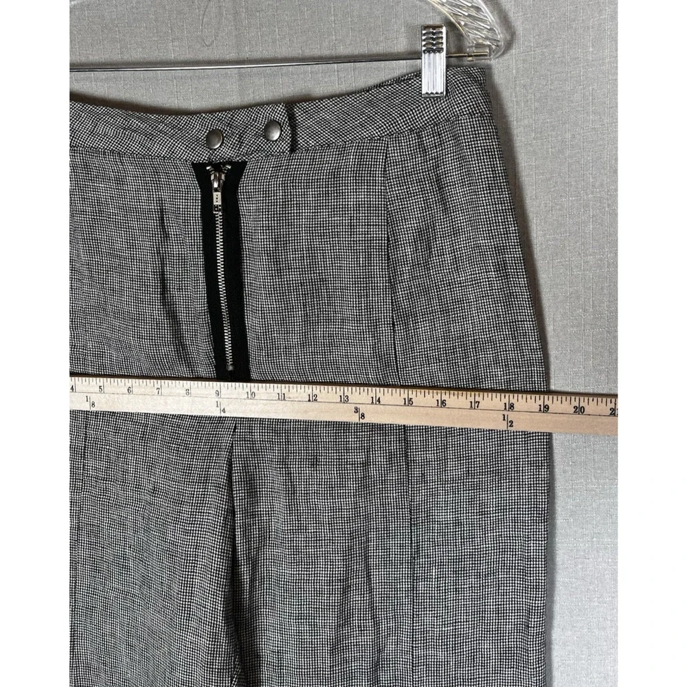 Reformation Pants Womens Size 10 Black White Houndstooth High Rise Wide Linen
